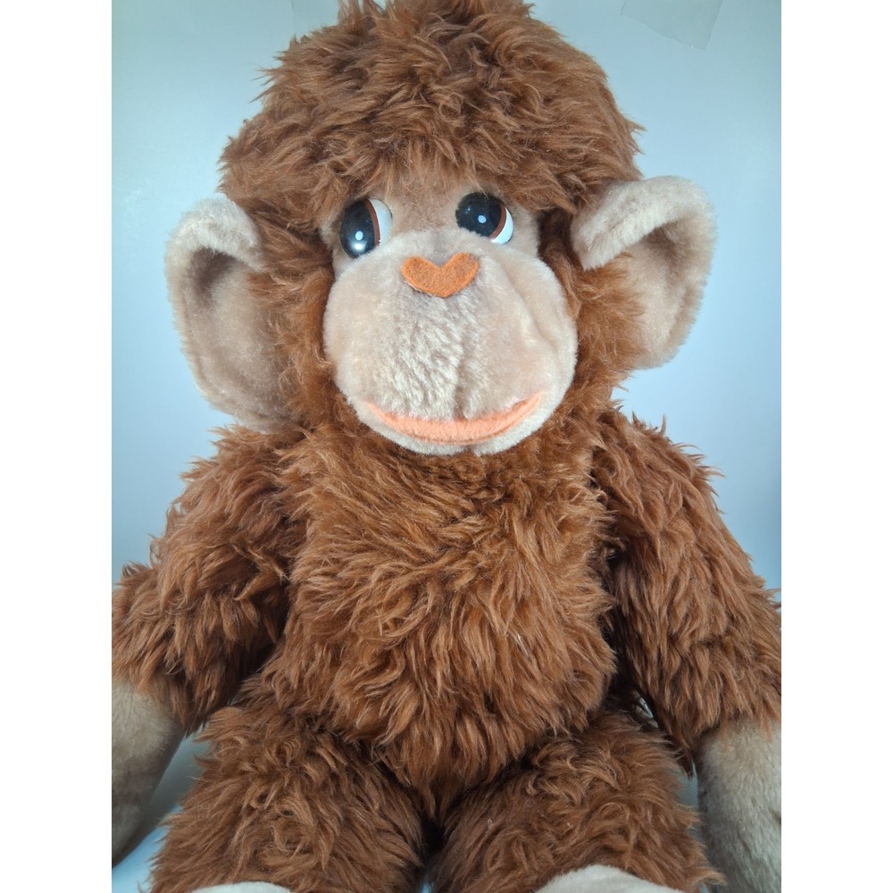 Large 24" VTG1976 GUND Monkey Plush Hot Lip Heart Nose Jumbo Stuffed Animal Rare